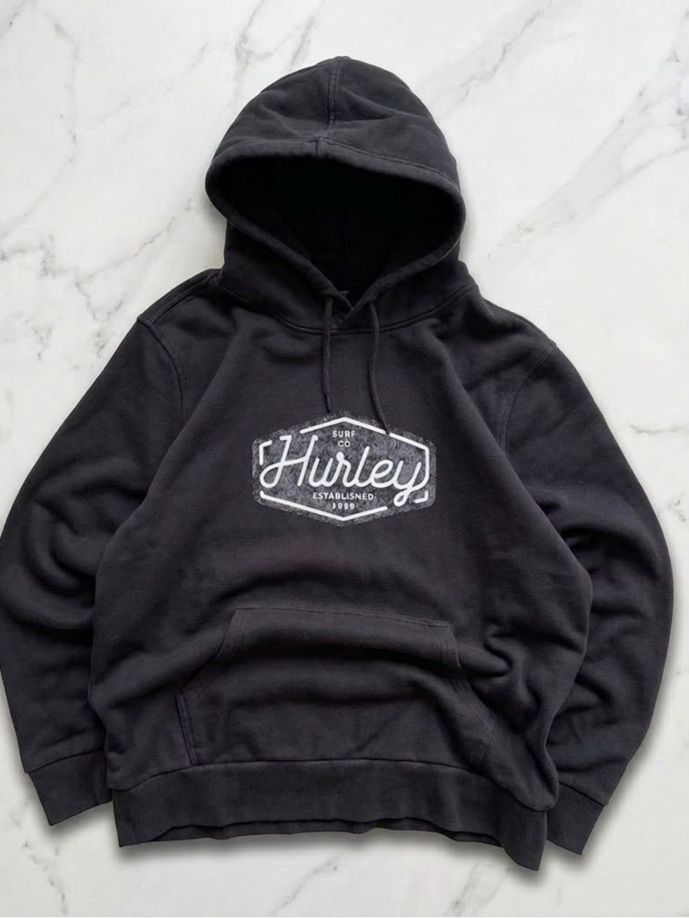 Hurley Black Hoodie with White Logo Patch